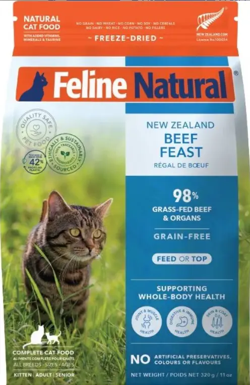 Feline Natural Beef Freeze-Dried Cat Food, 320g