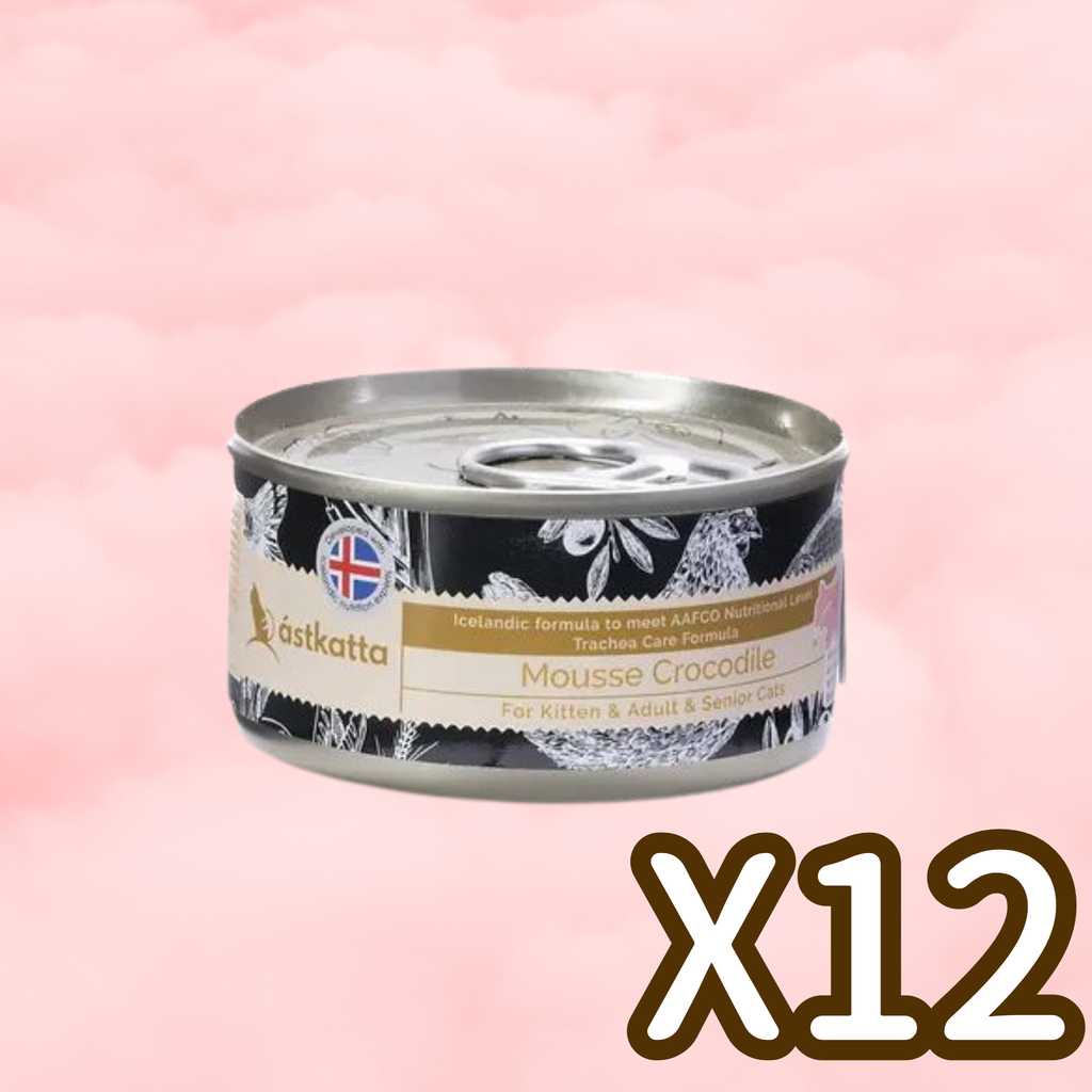 ástkatta - 鱷魚肉慕絲 貓罐頭 Crocodile Mousse 80g (黑) X12