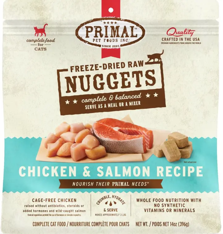 Primal Nuggets Freeze Dried Cat Food - Chicken & Salmon Formula 14oz