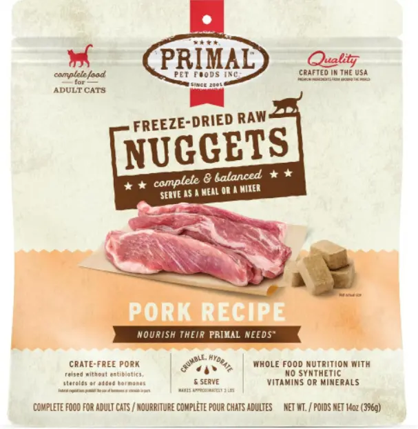 Primal Nuggets Freeze Dried Cat Food - Pork Formula 14oz
