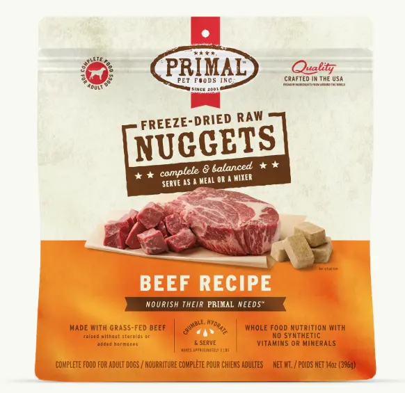 Primal Nuggets Freeze Dried Beef Formula Dog Food 14oz