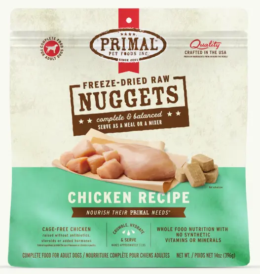 Primal Nuggets Freeze Dried Dog Food - Chicken Formula 14oz