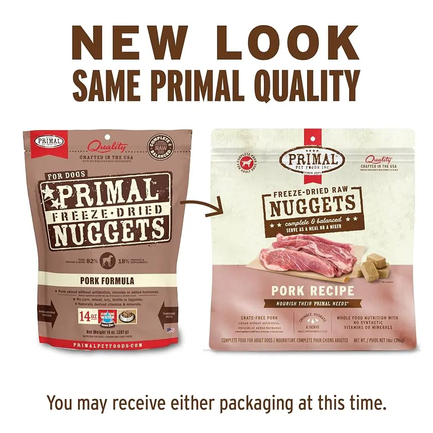 Primal Nuggets Freeze Dried Dog Food- Prok Recipe 14oz