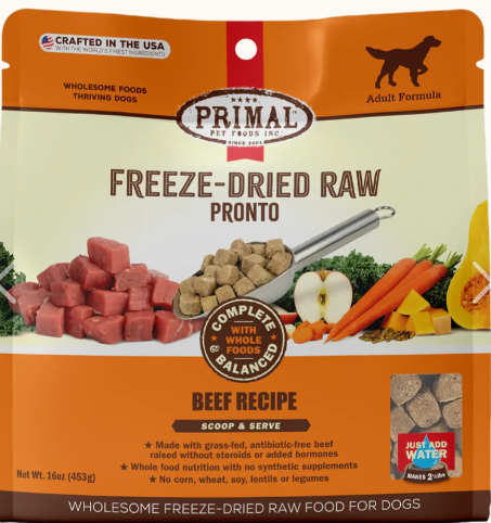 Primal Pronto 凍乾肉塊 牛肉配方 狗糧 16oz  