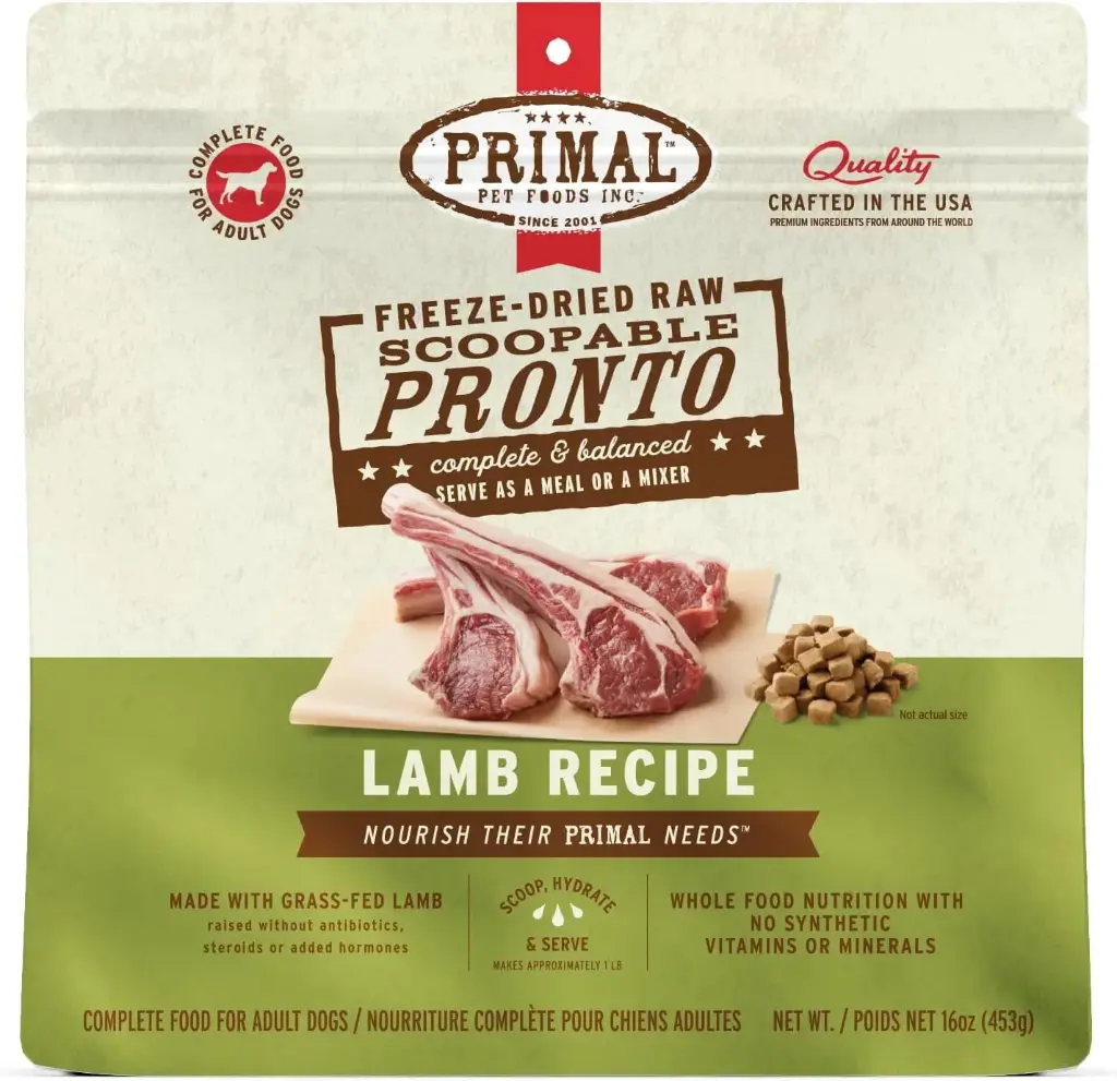 Primal Pronto Freeze-Dried Lamb Recipe Dog Food 16oz 