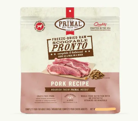 Primal Pronto Freeze-Dried Pork Recipe Dog Food 16oz 