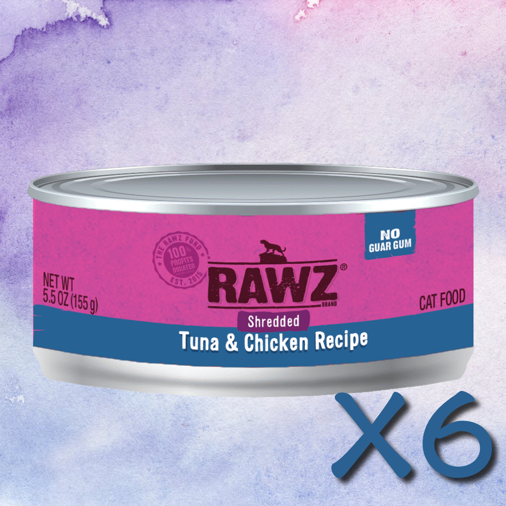 Rawz SHREDDED TUNA & CHICKEN CAT CAN FOOD RECIPE 155g X6