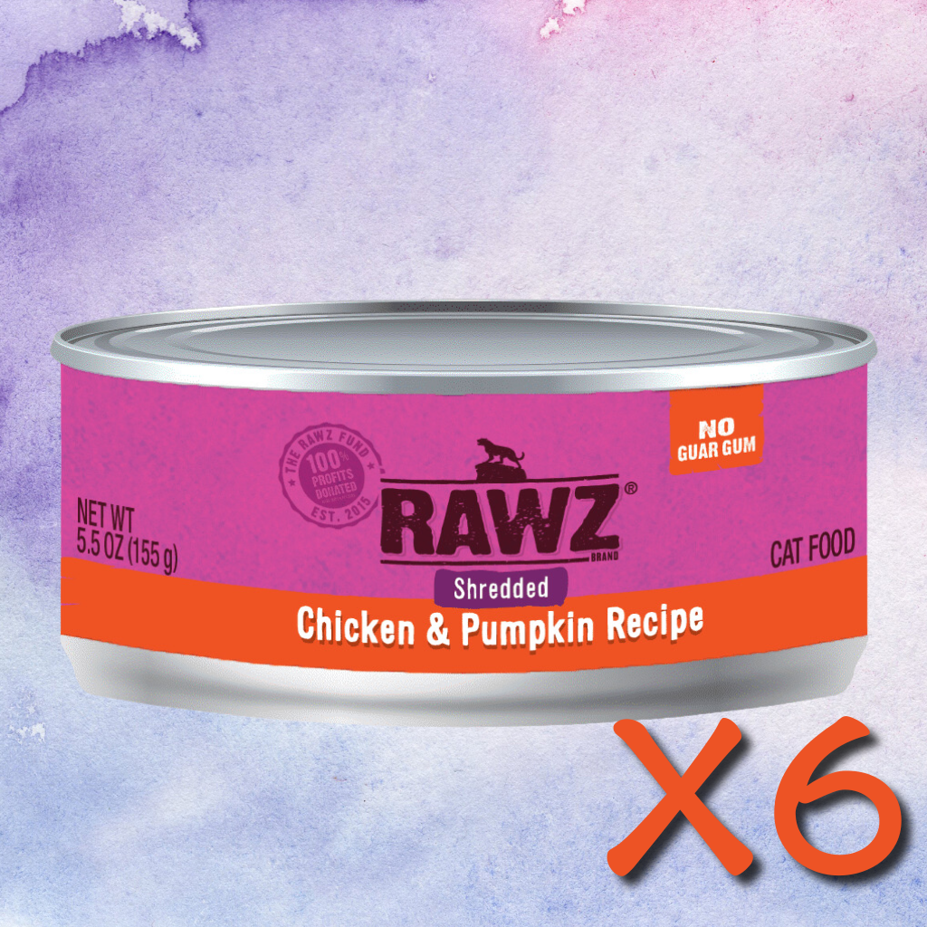 Rawz SHREDDED CHICKEN & PUMPKIN CAT CAN FOOD RECIPE 155G X6