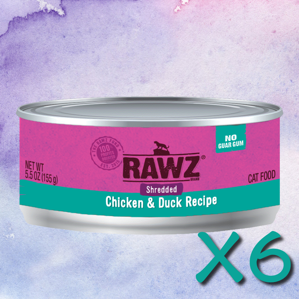Rawz美國 雞肉 & 鴨肉 肉絲 全貓罐頭 155g X6