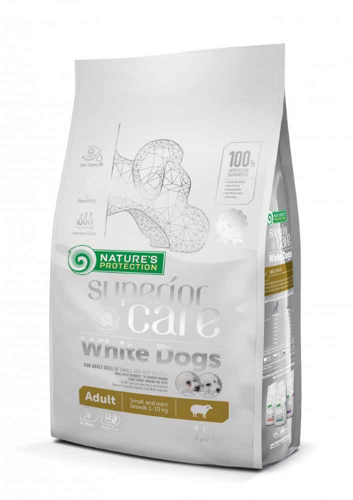 Nature's Protection WHITE DOGS LAMB ADULT SMALL AND MINI BREEDS COMPLETE PET FOOD FOR ADULT SMALL AND MINI BREED DOGS WITH WHITE COAT 1.5KG