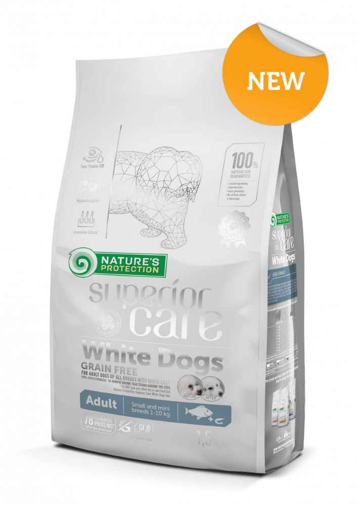 NaturesProtection WHITE DOGS GRAIN FREE WHITE FISH ADULT SMALL AND MINI BREEDS COMPLETE GRAIN FREE PET FOOD FOR ADULT, SMALL AND MINI BREED DOGS 1.5kg