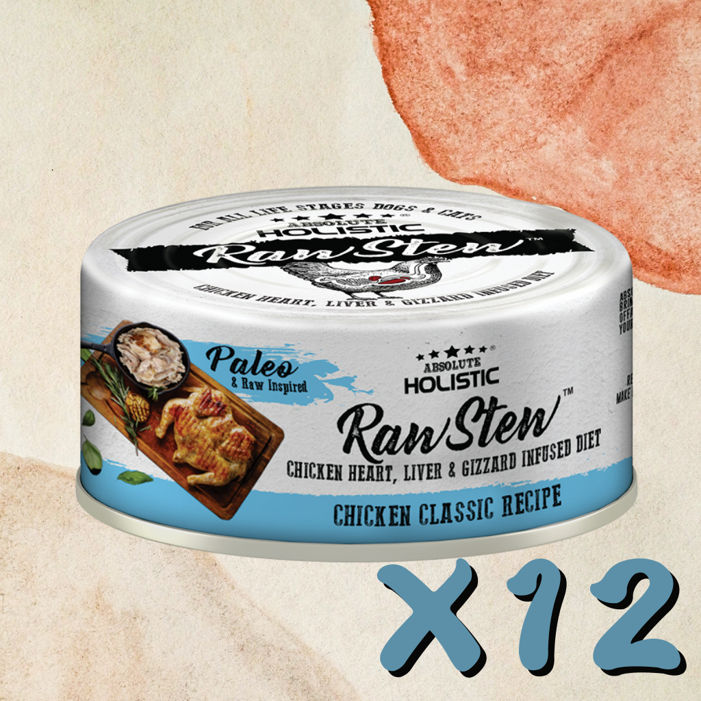 Absolute Holistic - Raw Stew Chicken Classic Recipe Can for Cats & Dogs 80g x 12