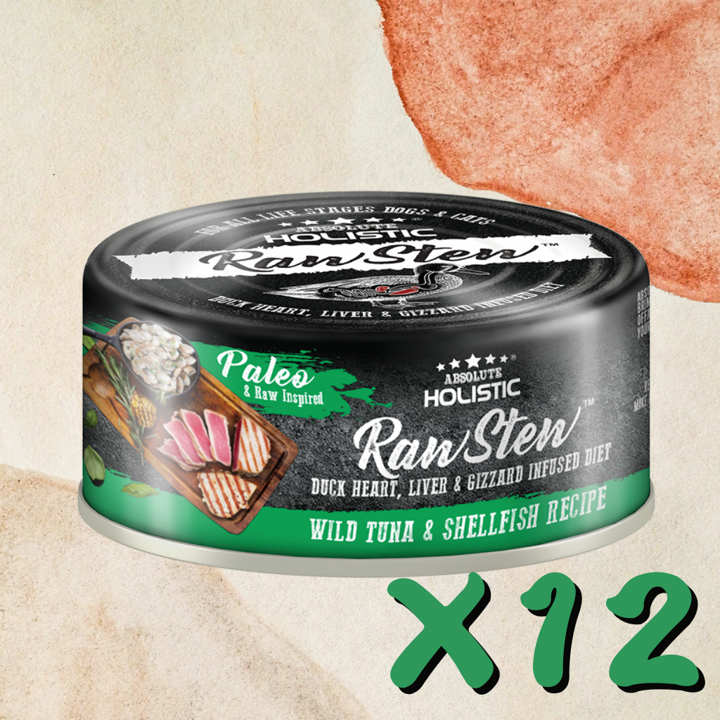 Absolute Holistic - Raw Stew Wild Tuna and Shellfish Can for Cats & Dogs 80g X12