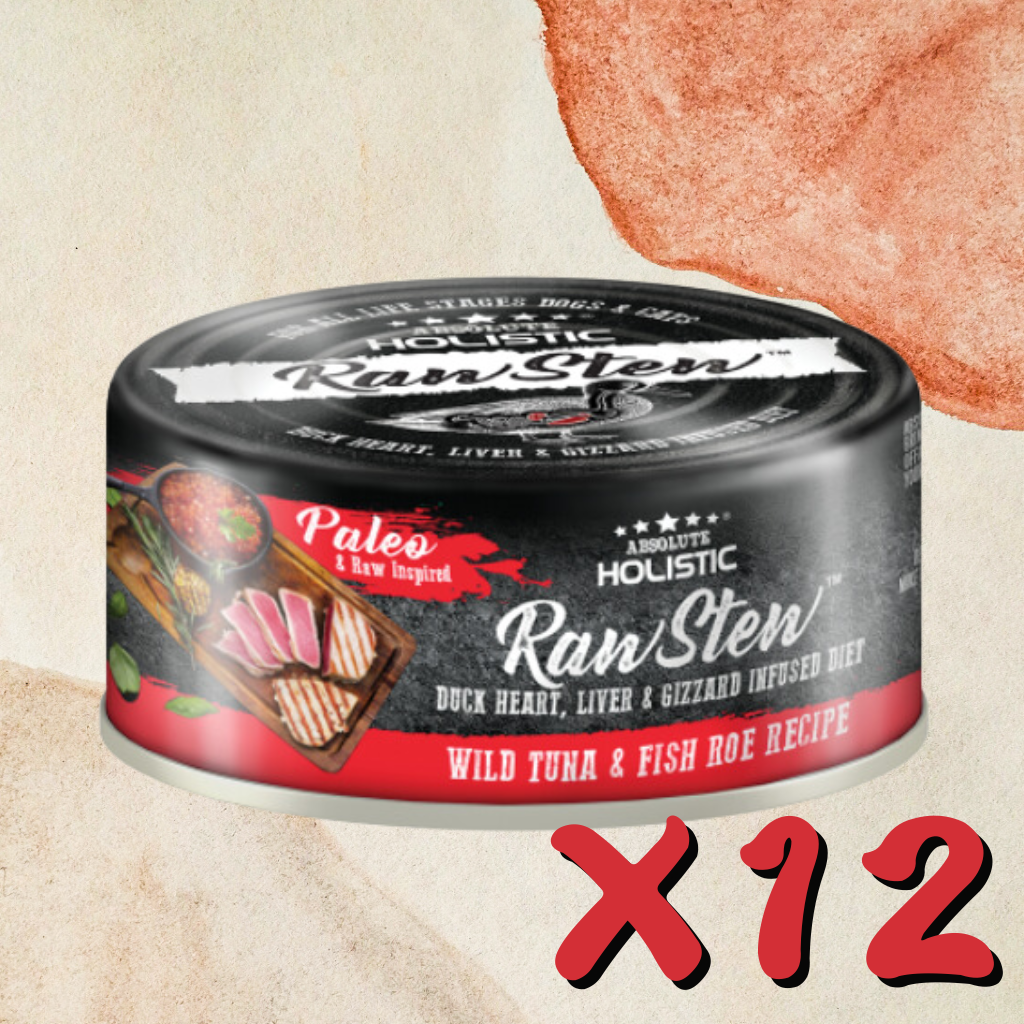 Absolute Holistic - Raw Stew Wild Tuna & Fish Roe & Duck Can for Cats & Dogs 80g X12