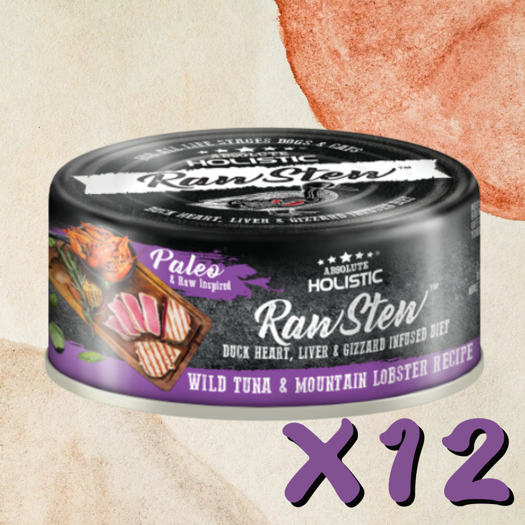 Absolute Holistic - Raw Stew Wild Tuna & Mountain Lobster & Duck Can for Cats & Dogs 80g X12