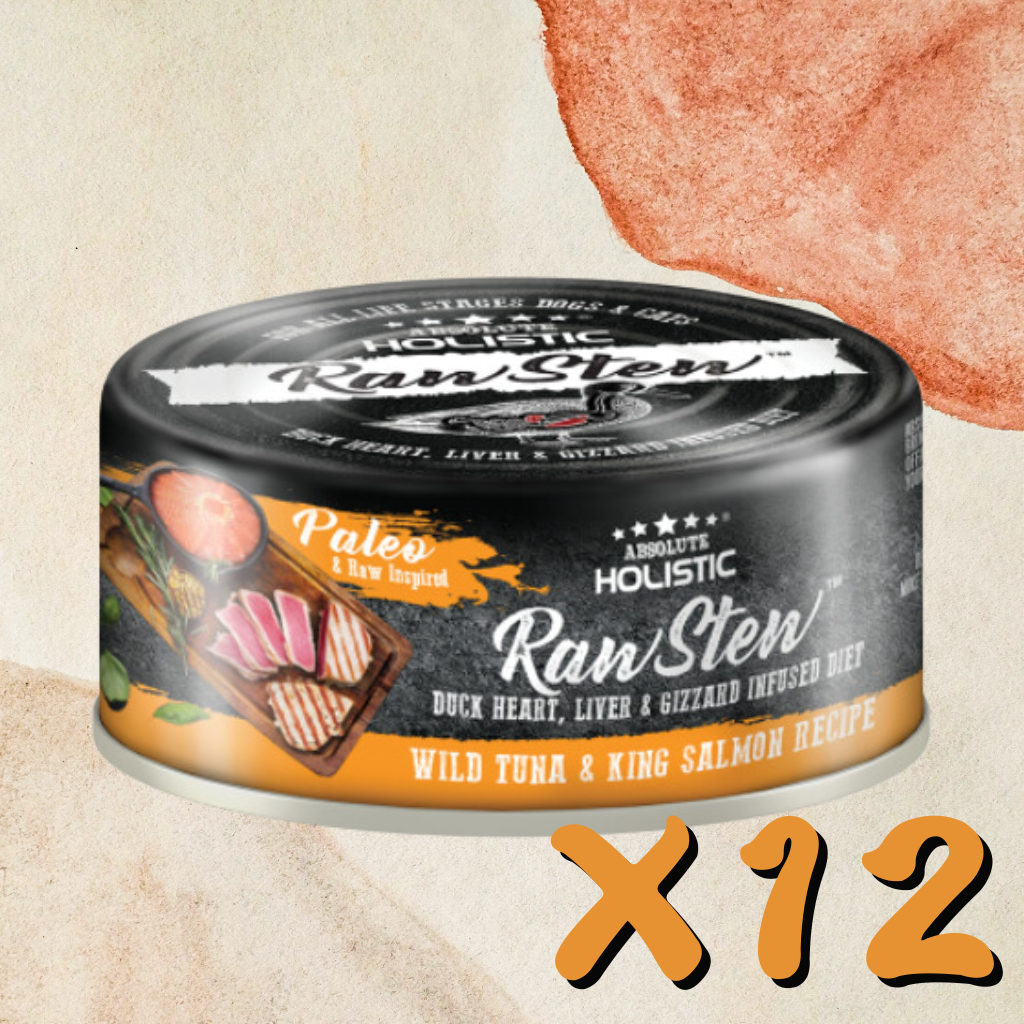 Absolute Holistic - Raw Stew Tuna & King Salmon & Duck Can for Cats & Dogs 80g X12