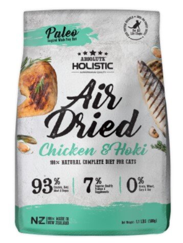 Absolute Holistic - Grain-Free Air Dried Chicken & Hoki for Cats 500g