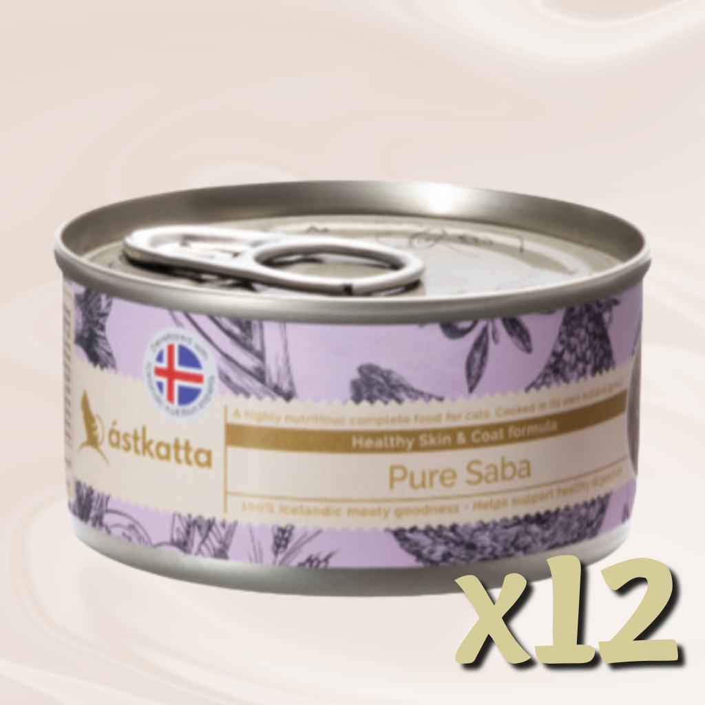 ástkatta - 野生青花魚 護膚美毛主食配方 貓罐頭 80g X12