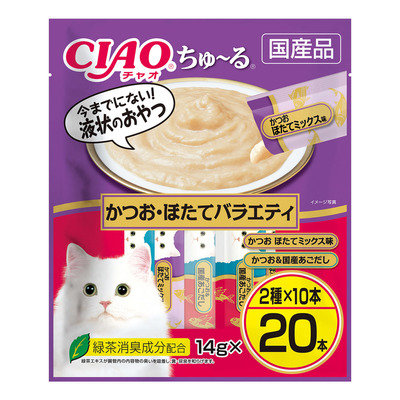 CIAO Bonito + Scallop mixed flavor Liquid Snack for Cats  14g x 20 #DSC-04