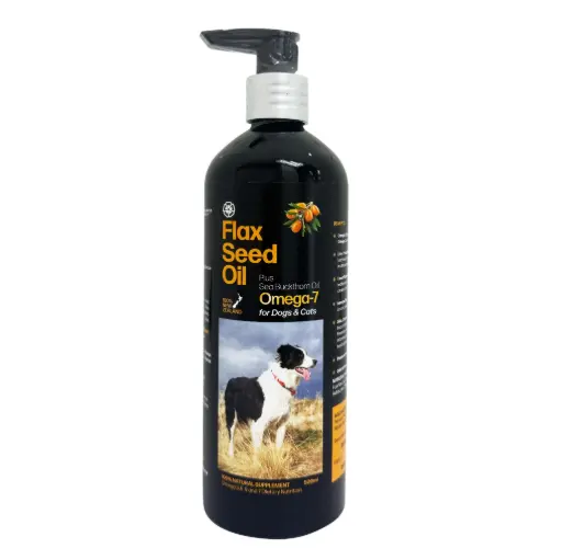 Fourflax® New Zealand - Flax Seed Oil plus Sea Buckthorn Oil (Omega-7) for Cats & Dogs 500ml