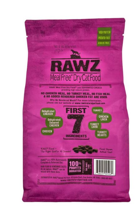 RAWZ Dehydrated Chicken, turkey and chicken cereal recipe Dry Food for Adult Cat 1.5kg