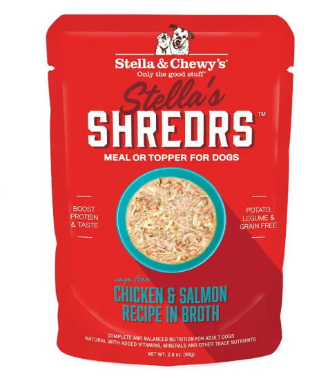 Stella & Chewy's Shredrs Chicken & Salmon Recipe in Broth for Dogs 80g 