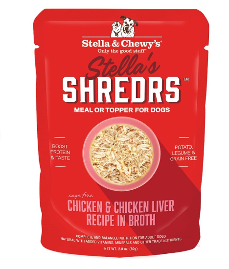 Stella & Chewy's Shredrs Chicken & Chicken Liver Recipe in Broth For Dogs 80g