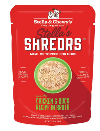 Stella & Chewy's Shredrs Chicken & Duck Recipe in Broth For Dogs 80g