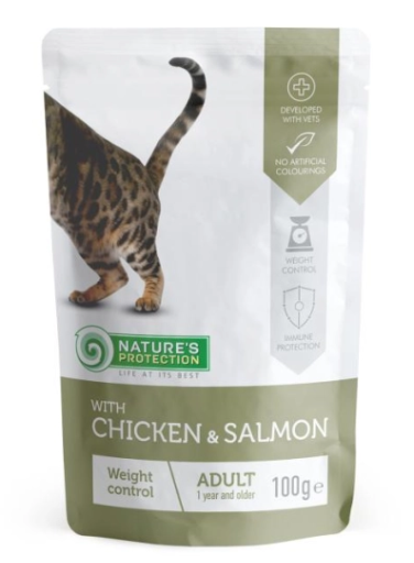 Nature's Protection 體重管理 (雞肉及三文魚) 成貓專用 濕包 貓糧 100g 