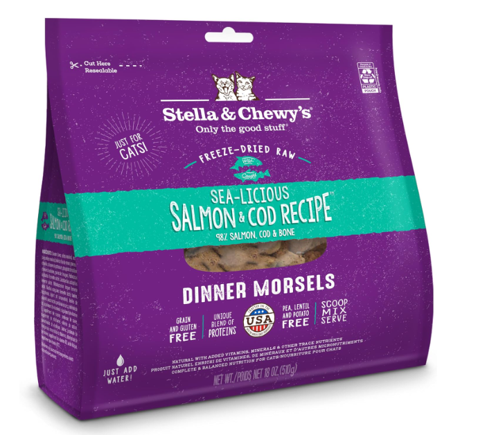 Stella & Chewy's Cat FD Sea-Licious Salmon & Cod Morsels 18 oz