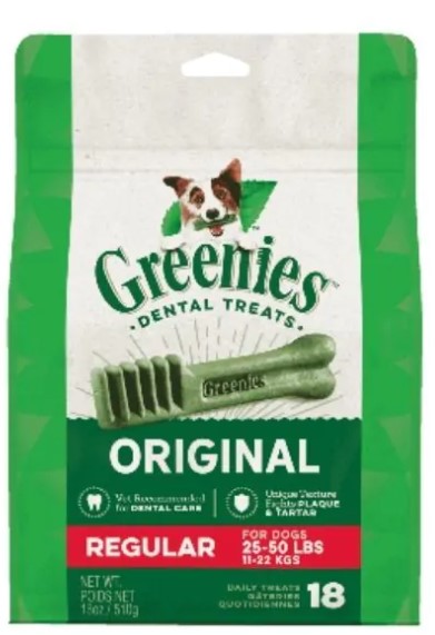 Greenies Original Dental Treats for 25-50lbs Dogs 18oz (18 Chews)