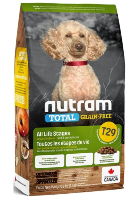Nutram T29 無穀物 羊肉及豆筴 小型及迷你犬 乾糧 2kg 