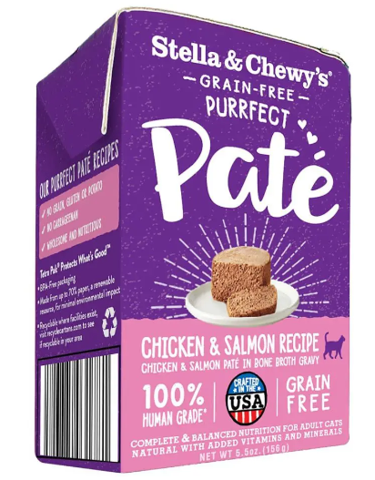 Stella & Chewy's Grain-Free Purrfect Pate Chicken & Salmon Recipe Wet Food for Cats 5.5oz