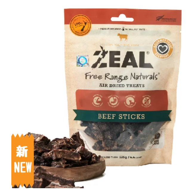 Zeal Air-Dried Beef Sticks Treasts for Dogs 125g