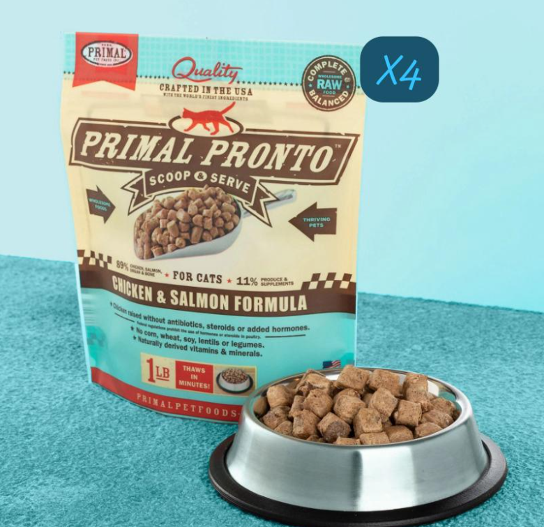 PRIMAL Pronto 急凍肉粒貓糧 雞肉+三文魚 1lbX4