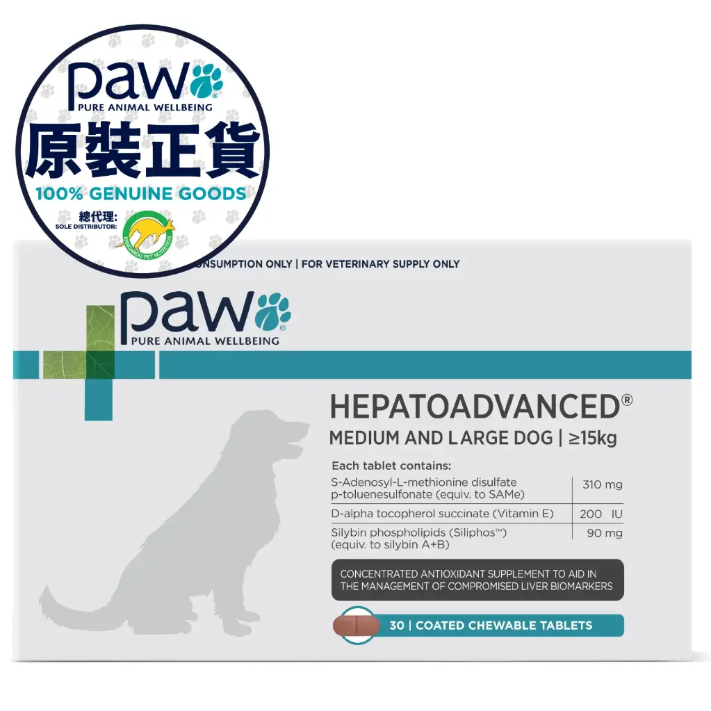 PAW HEPATOADVANCED 肝臟高效護理配方咀嚼片 (中型及大型犬) 30粒裝 1