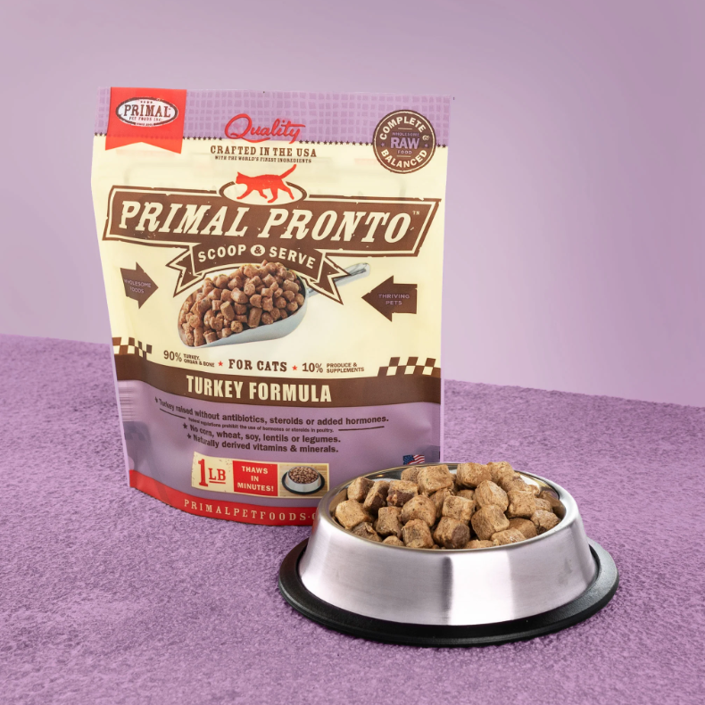 Primal Pronto Frozen Turkey Cat Food 1lb