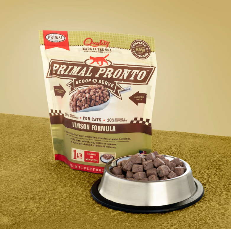 PRIMAL Pronto Frozen Venison Cat Food 1lb