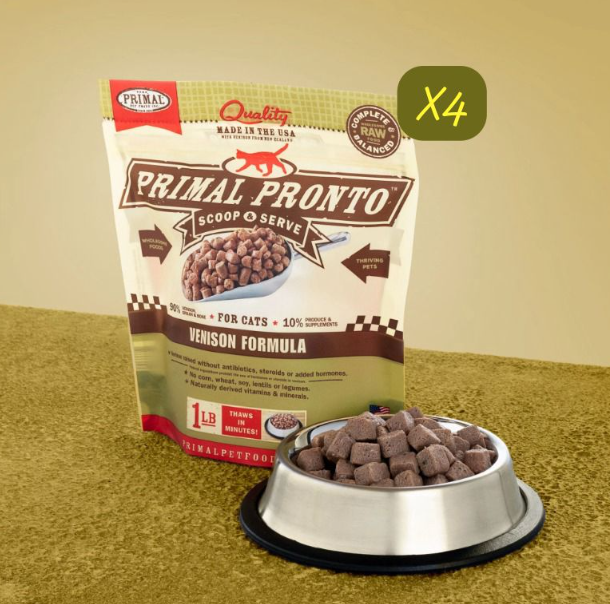 Primal Pronto 急凍肉粒貓糧 鹿肉配方 1lbX4