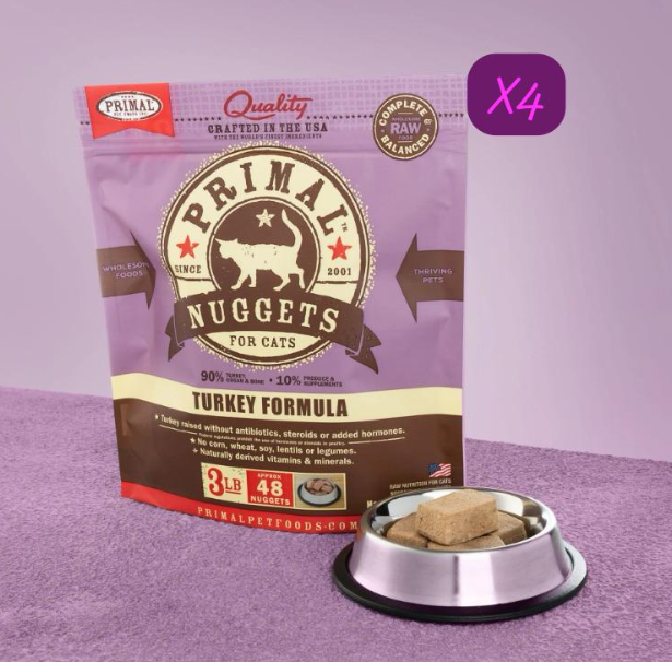 Primal Nuggets 急凍肉磚貓糧 火雞配方 3lbX4