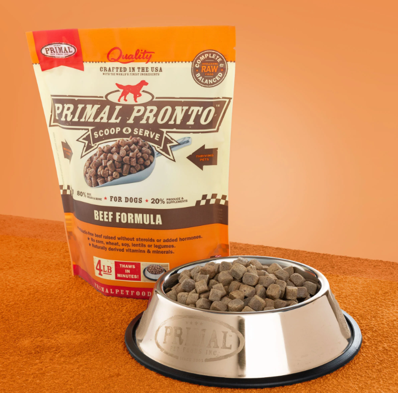 PRIMAL Pronto Frozen Beef Formula dog food 4lb