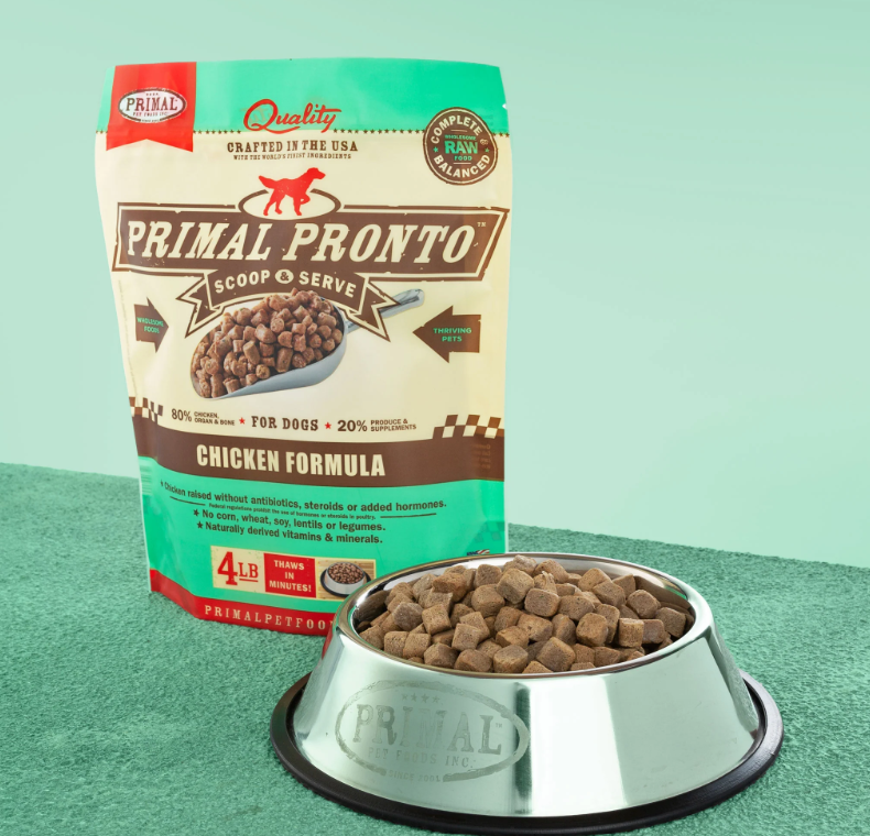 PRIMAL Pronto Frozen Meat Dog Food Chicken Formula 4lb