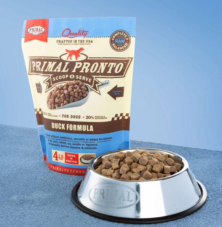 PRIMAL Pronto Frozen Meat Dog Food Duck Formula 4lb