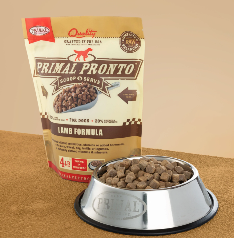PRIMAL Pronto Frozen Meat Dog Food Lamb Formula 4lb
