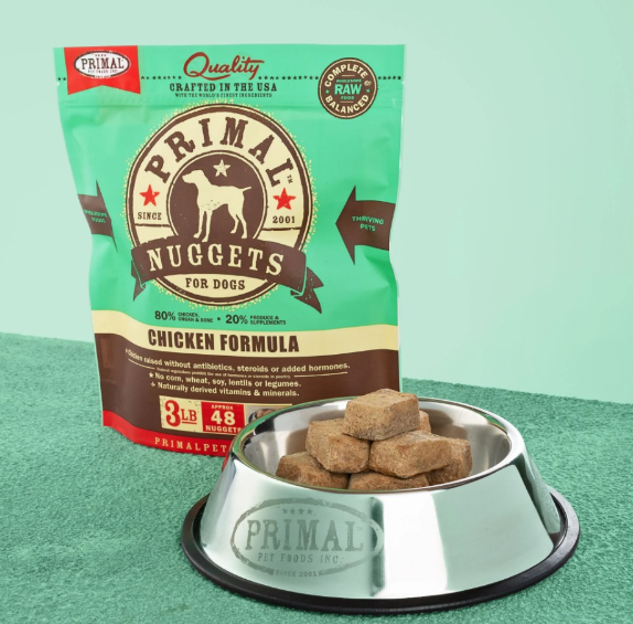 PRIMAL Nuggest Frozen Meat Brick Dog Food Chicken Formula 3lb