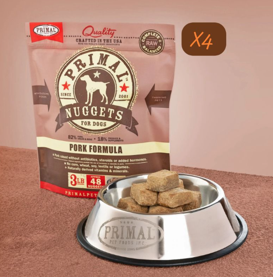 PRIMAL Nuggets 急凍肉塊狗糧 豚肉配方 3lbX4
