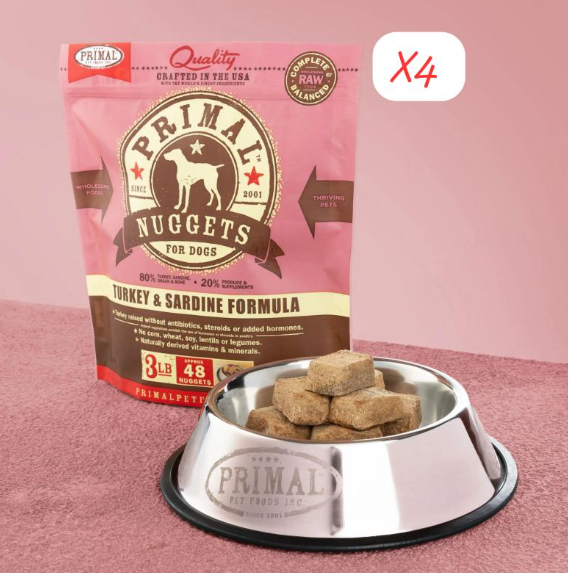PRIMAL Nuggets 急凍肉塊狗糧 火雞及沙甸魚配方 3lbX4