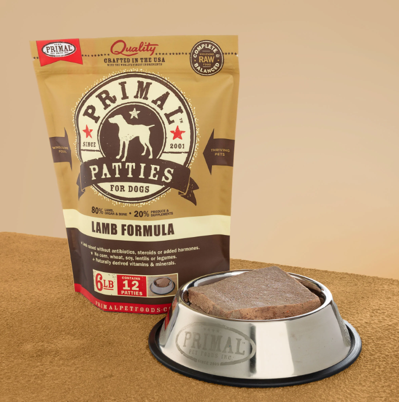 Primal Patties Frozen Lamb Formula dog food 6lb