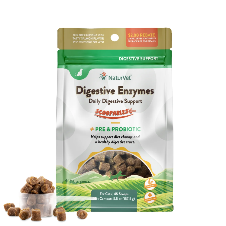 NaturVet Scoopables Digestive Enzymes(Daily Digestive Support) Treats for Cats (Bag) 5.5oz