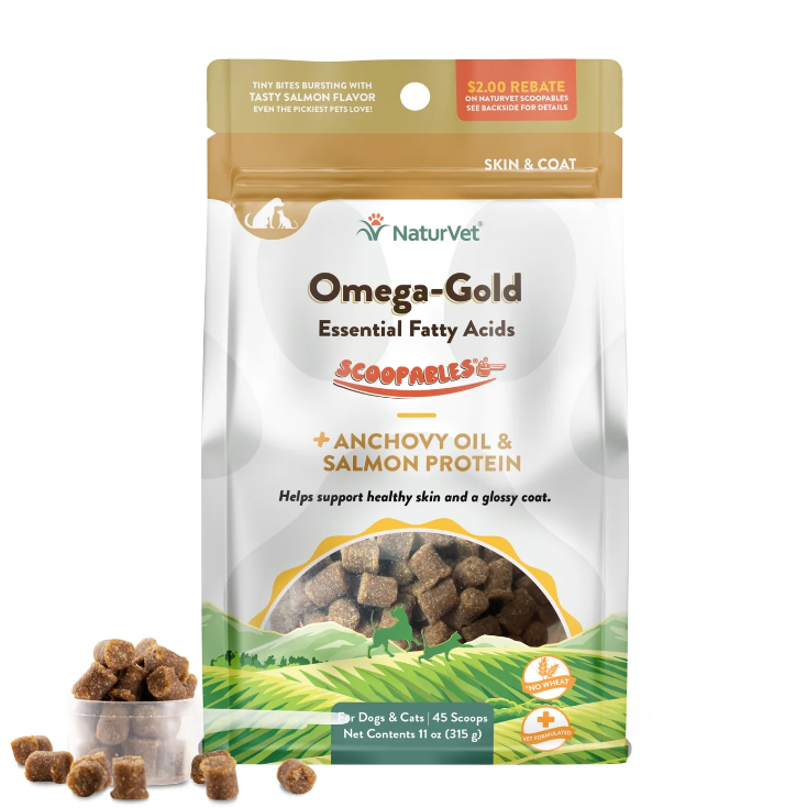NaturVet Scoopables Omega-Gold (Essential Fatty Acids) Treats for Cat & Dog 11oz